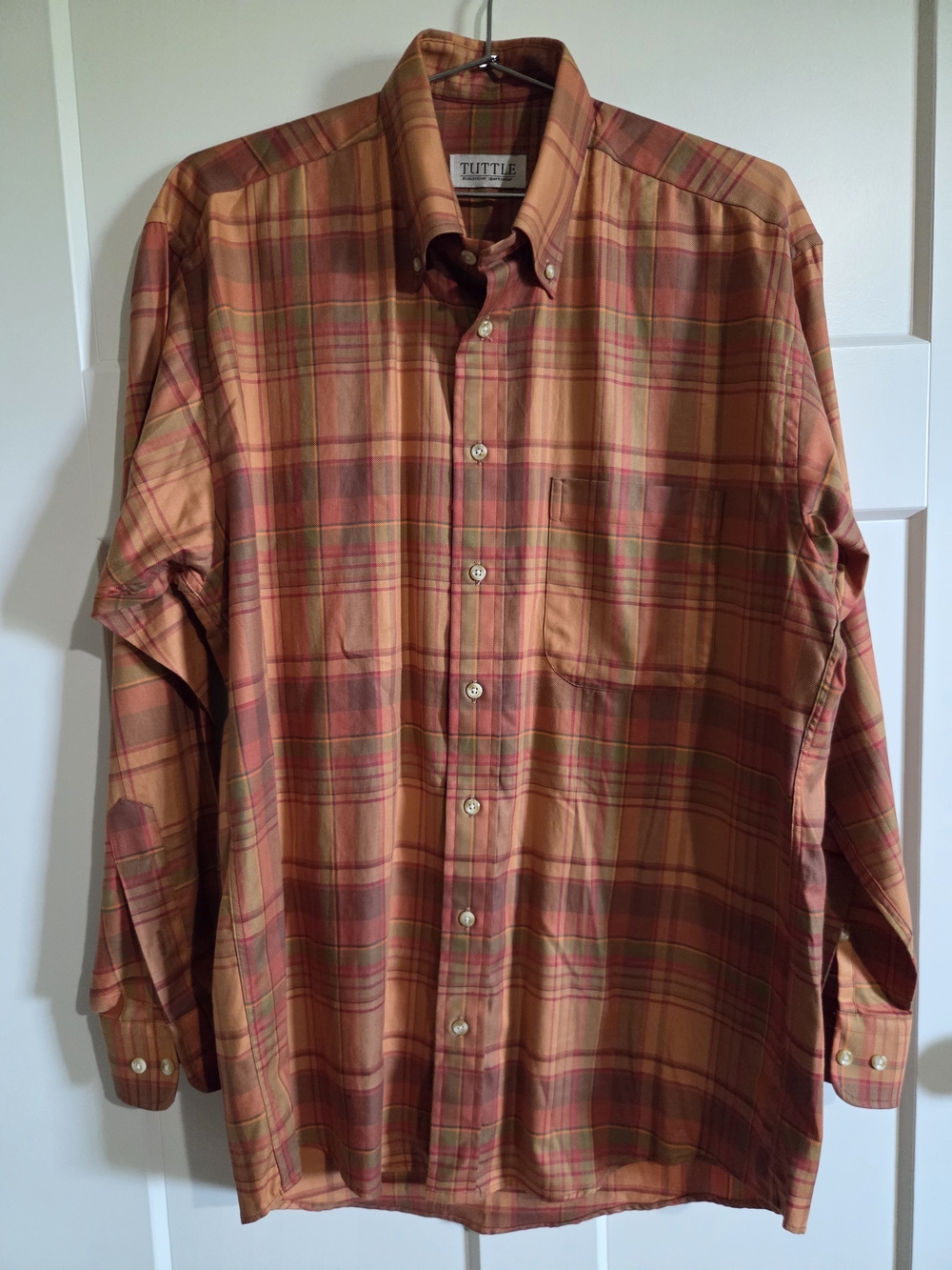 Tuttle Men's Plaid Button-Down Shirt - Orange/Brown